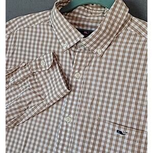 Vineyard Vines Tucker Shirt L Brown Gingham Classic Fit Button Down